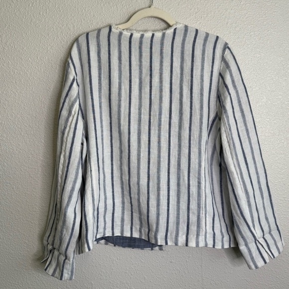 Chico's Womens Size 16 100% Open Front Striped Casual Blazer Jacket Fringe Boho - Picture 7 of 10